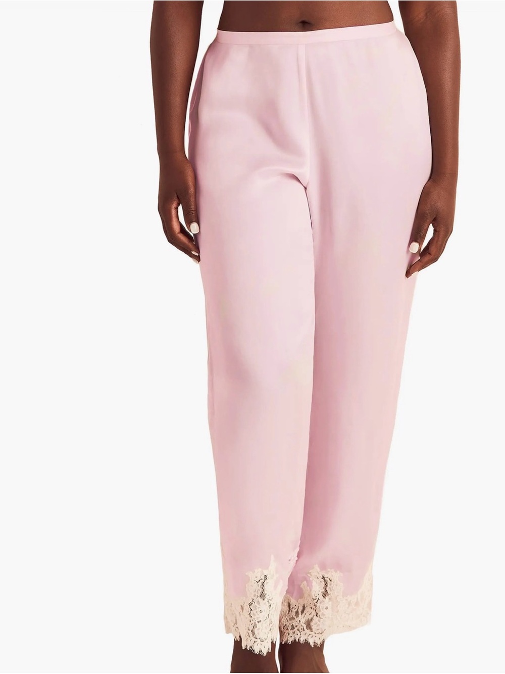 New Nordstrom Pale Pink Wide-Leg Lace-Hem Cropped Pants#B20
